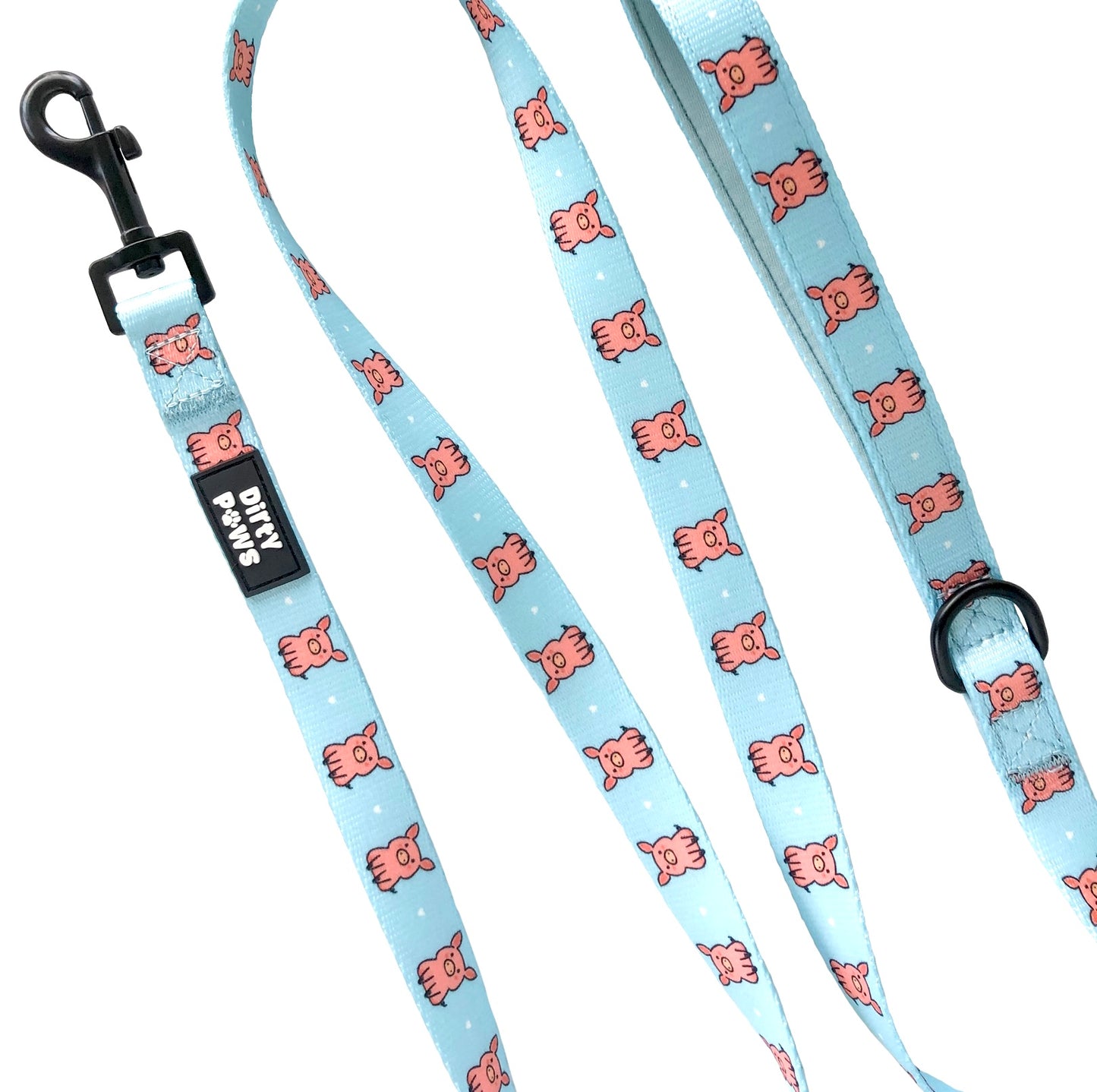 cute pink and blue pig dog leash