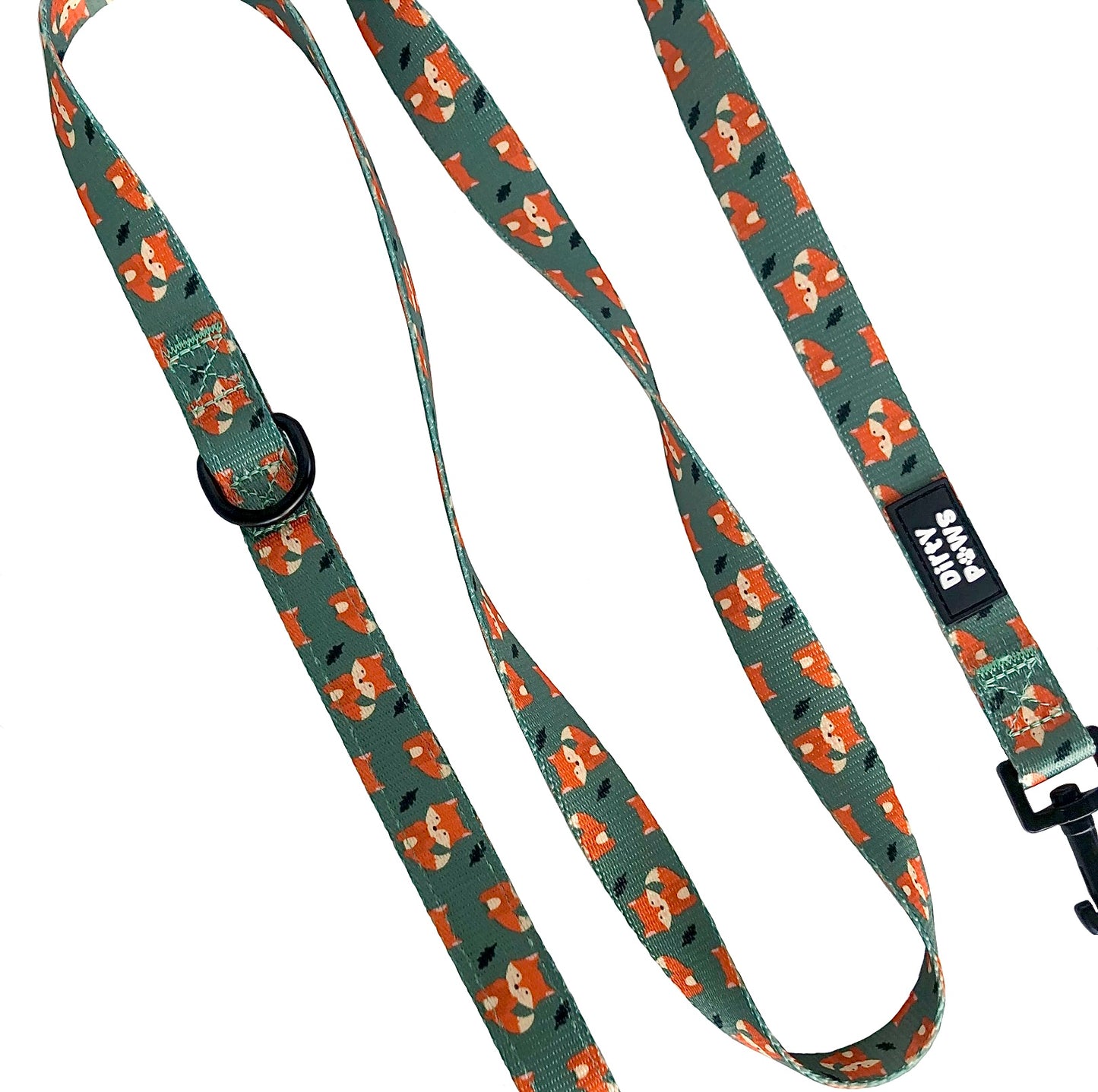 cute fox dog leash green